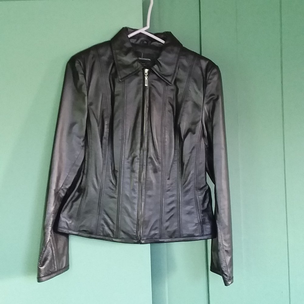 Moda international Black Leather Moto Jacket